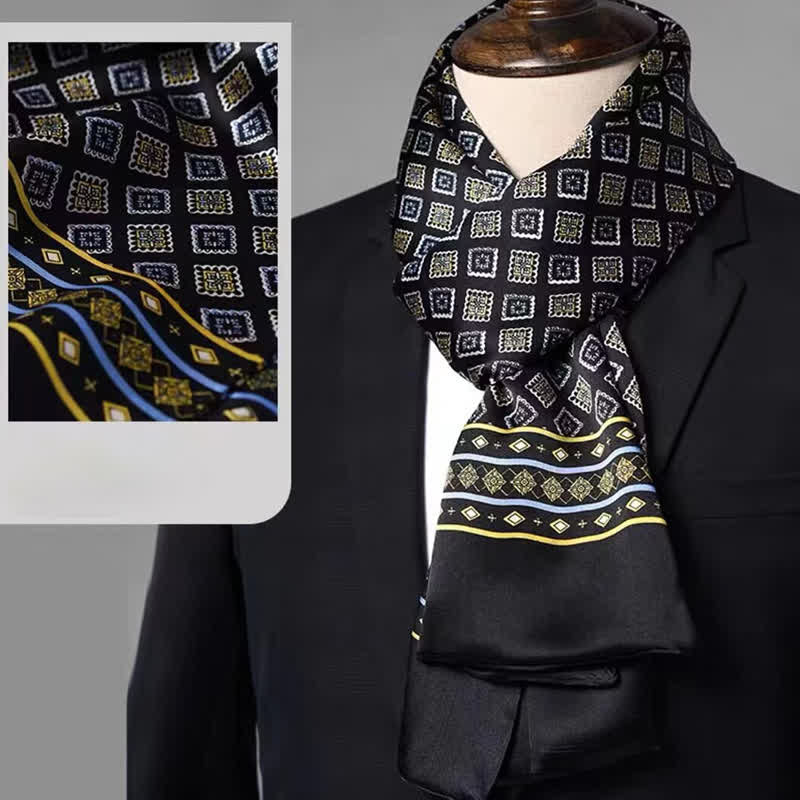 Men's Double-Sided Formal Pattern Long Pure Silk Scarf - Style #4 - image 3