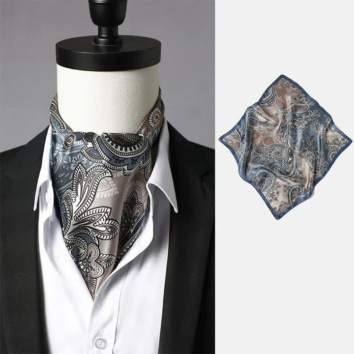 Men's Vintage Paisley Geomatric Pattern Square Scarf - Style #11 - image 10