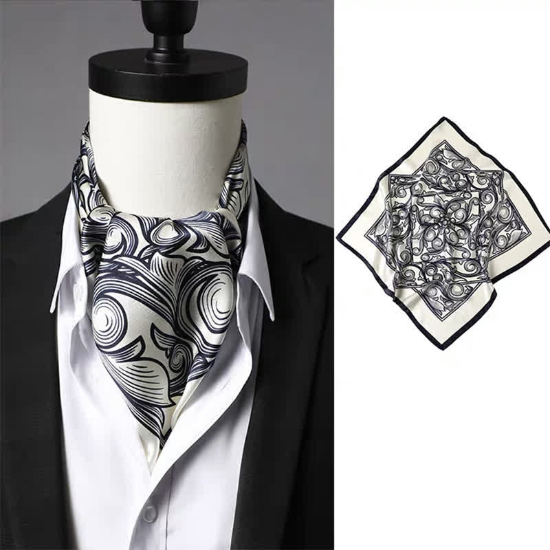 Men's Vintage Paisley Geomatric Pattern Square Scarf - Style #7 - image 6