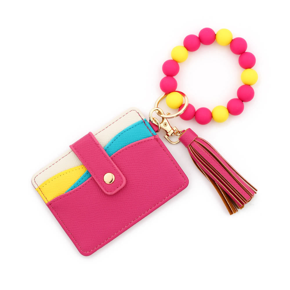 Fashionable Multi-Color Splicing Bracelet Tassel Pendant Wallet - Style #4 - image 3