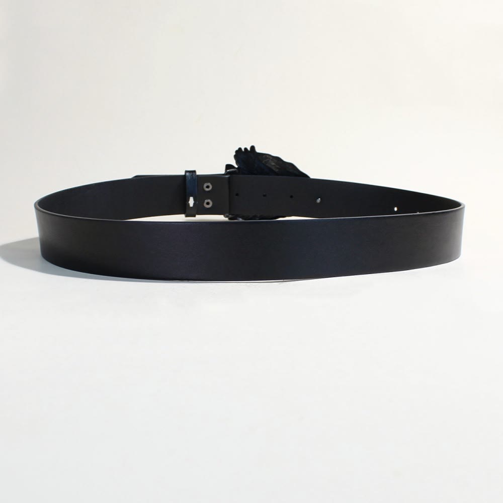 Retro Triangular Eagle Buckle Metal Rivet Black Belt - image 6