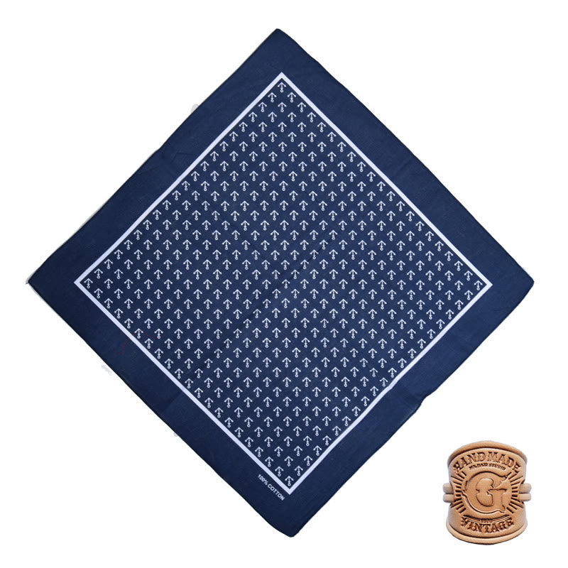 Multi Pattern Retro Pocket Square With Letter Buckle - Style #3 - image 7