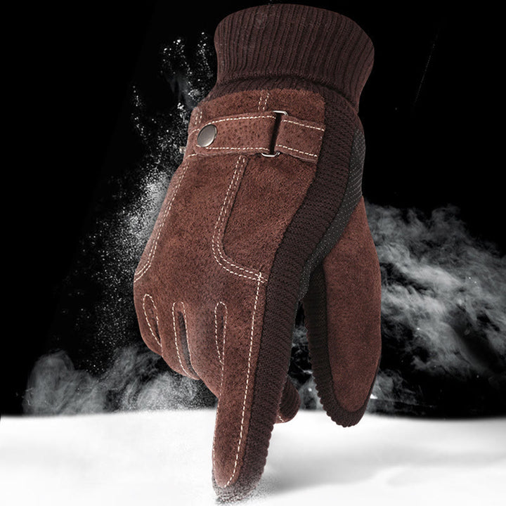 Adjustable Men's Winter Outdoor Fleece Warm Gloves - image 3