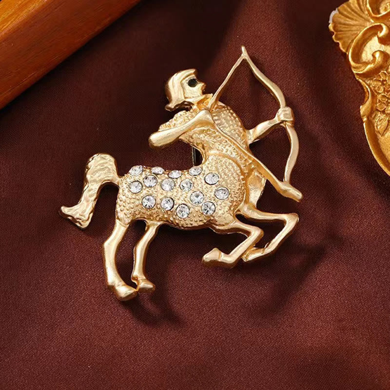 Zodiac Sign Diamond-Embellished Gold Brooch - image 18