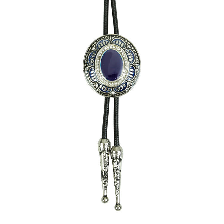 Vintage Onyx and Enamel Bolo Tie - Style #2 - image 3