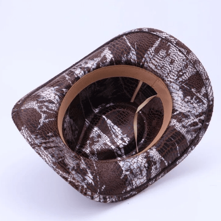 Men's Turquoise Black Belt Crocodile Pattern Cowboy Hat - image 4