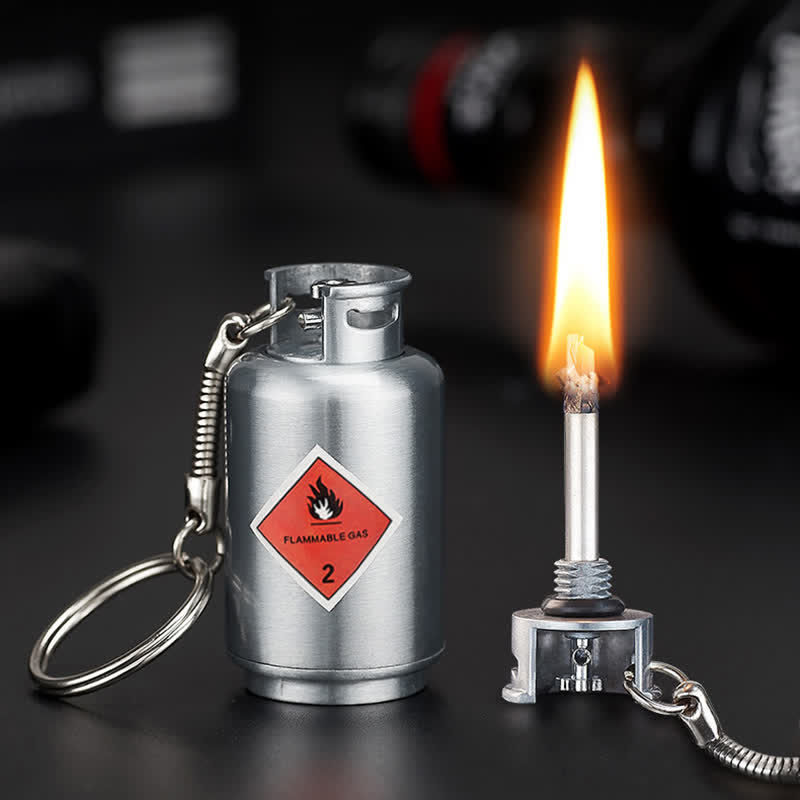 Gas Cylinder Extinguisher Matchstick Refillable Oil Lighter - Gas Cylinder - Silver - image 0