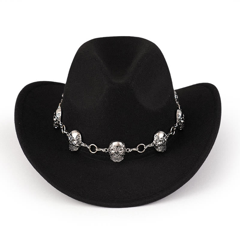 Men's Skull Chain Trim Cowboy Hat - image 1