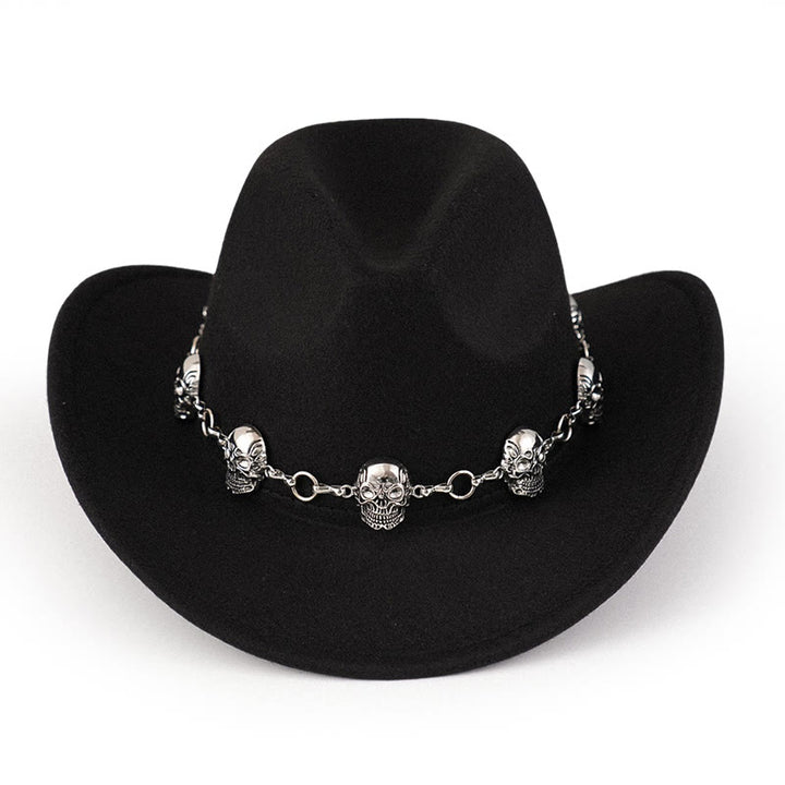 Men's Skull Chain Trim Cowboy Hat - image 1
