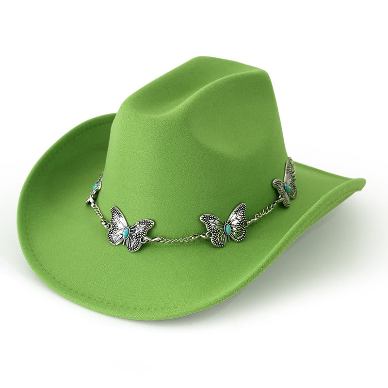 Men's Butterfly Chain Trim Cowboy Hat - Green - M (22"-22 7/8") - image 16