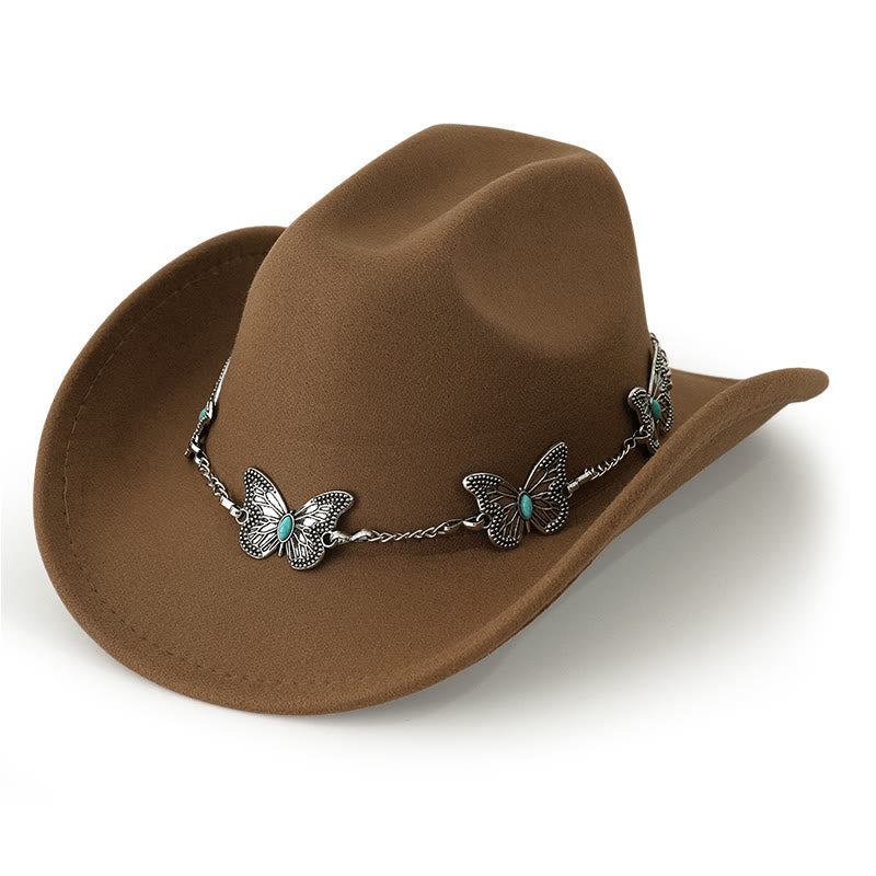 Men's Butterfly Chain Trim Cowboy Hat - Camel - M (22"-22 7/8") - image 13