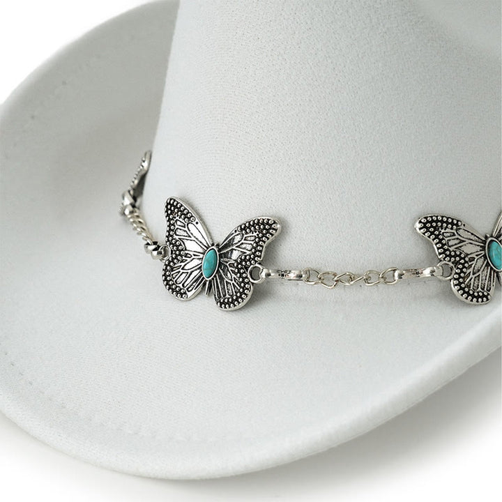 Men's Butterfly Chain Trim Cowboy Hat - image 1