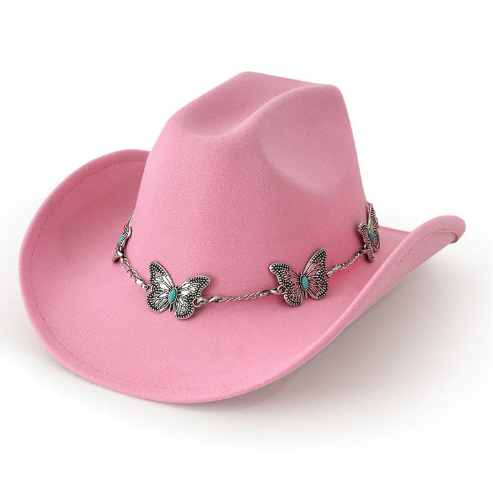 Men's Butterfly Chain Trim Cowboy Hat - Pink - M (22"-22 7/8") - image 5