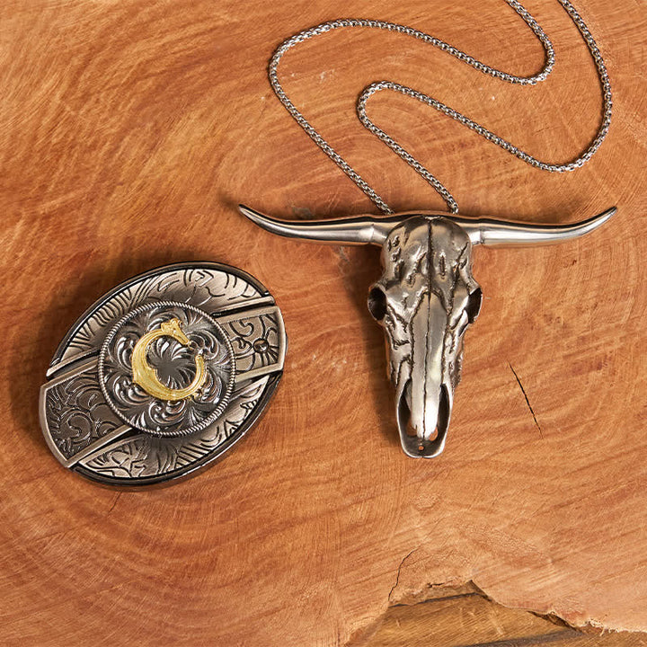Initial Letter DIY Hidden Knife Belt Buckle Longhorn Pendant Bundle Set - C - Without Belt - image 11