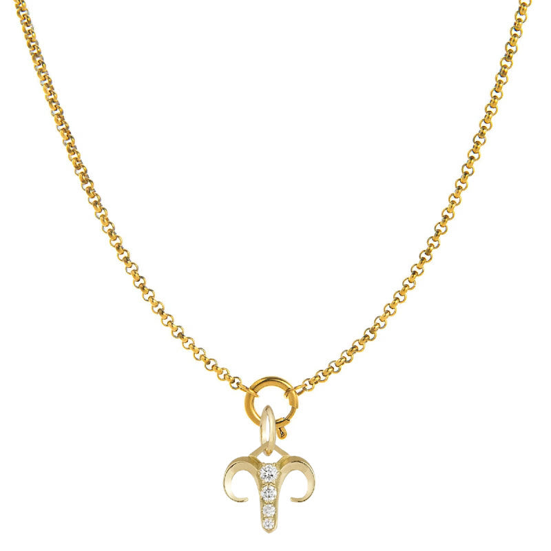 Diamond-Embellished Zodiac Symbol Necklace - Aries - image 1