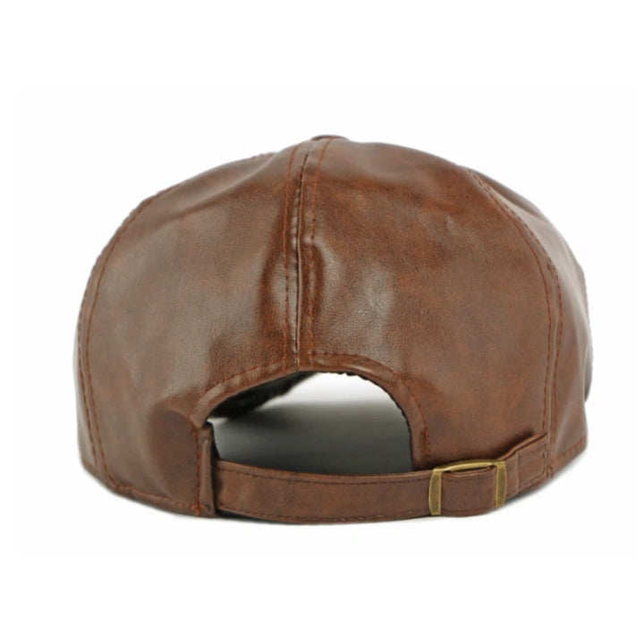Winter Vintage Faux Leather Men's Beret Hat - image 3
