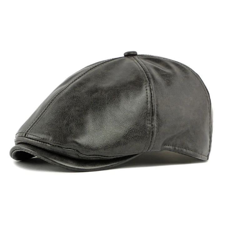 Winter Vintage Faux Leather Men's Beret Hat - Grey - Adjustable(21 5/8"-23 1/4") - image 6