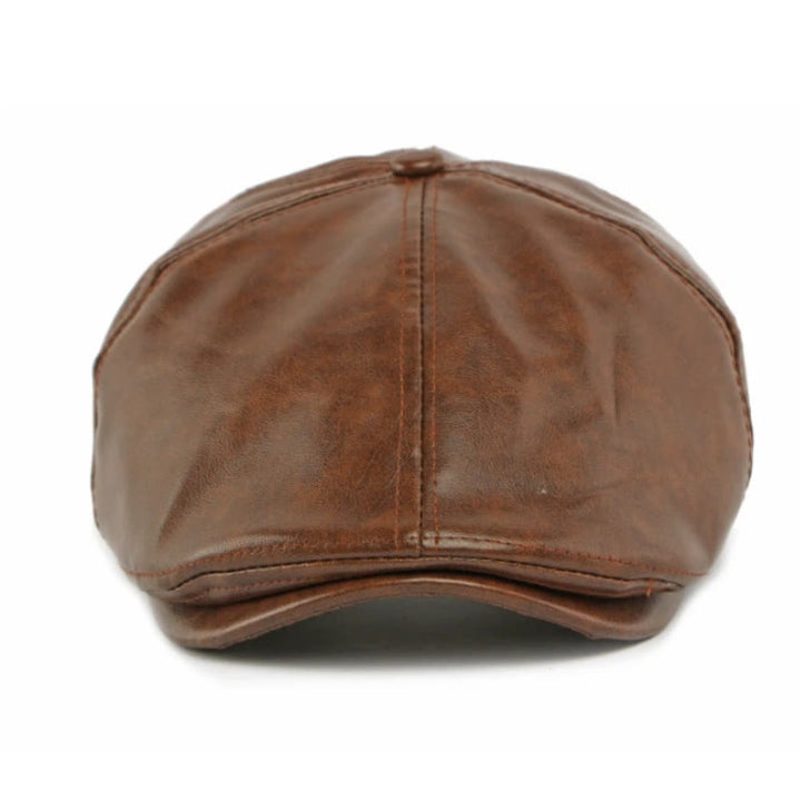 Winter Vintage Faux Leather Men's Beret Hat - image 1