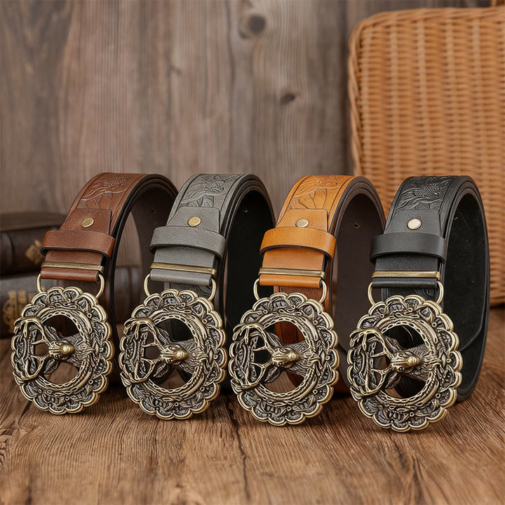 Men's Exquisite Deer Head Buckle Embossed Belt - image 1