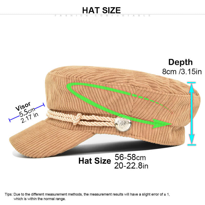 Ribbed Corduroy Braided Rope Band Sailor Style Beret Hat - image 7