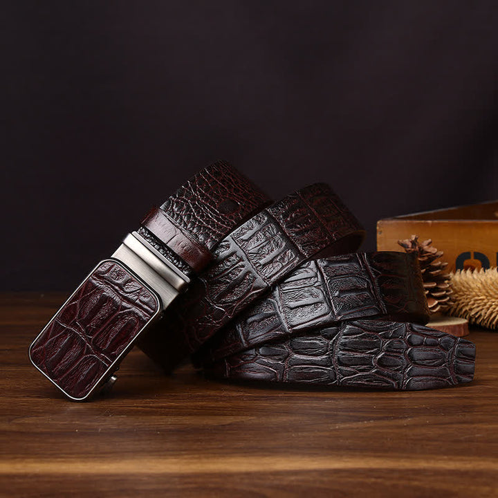 Bold Crocodile Embossed Automatic Buckle Leather Belt - image 6