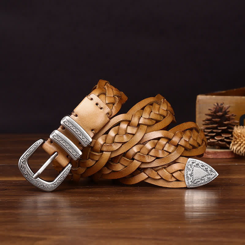 Rustic Charm Handwoven Braided Casual Leather Belt - image 4