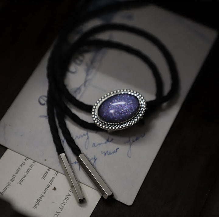 Glitter Purple Gem Retro Metal Bolo Ties - image 6