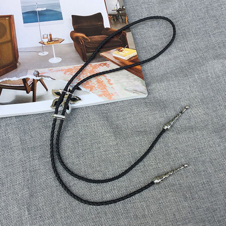 Flower-Shaped Iridescent Abalone Shell Vintage Metal Bolo Ties - image 5