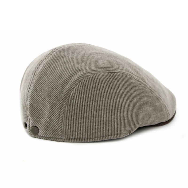 Modern Contrasting Brim Corduroy Flat Top Beret Hat - image 6