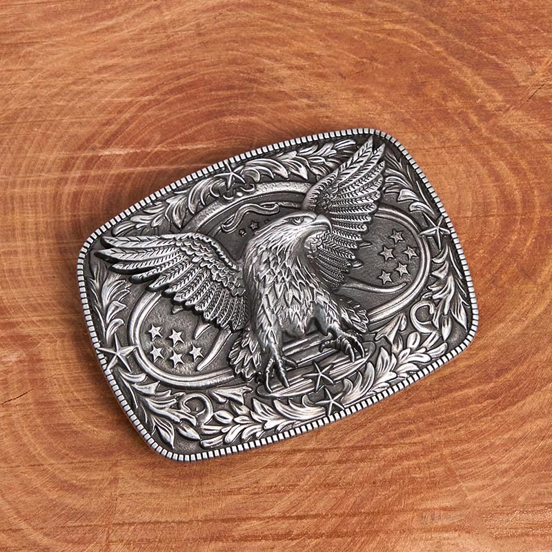 Men's Vintage Bronze 3D Eagle Buckle Leather Belt - image 3