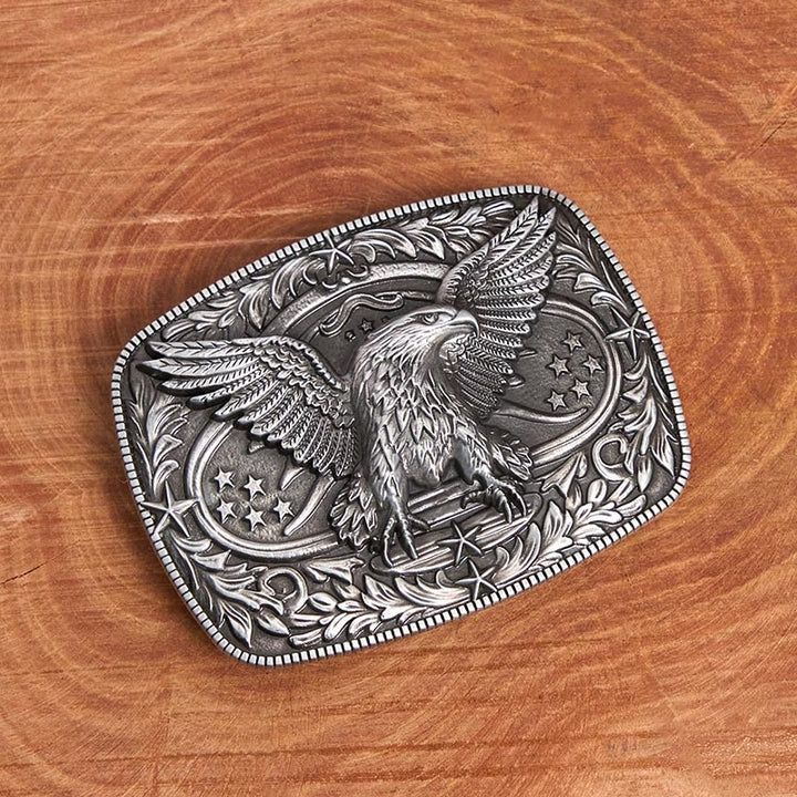 Men's Vintage Bronze 3D Eagle Buckle Leather Belt - image 3