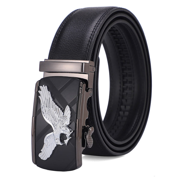 Men's Versatile Flying Eagle Automatic Buckle Leather Belt - 46 - image 0