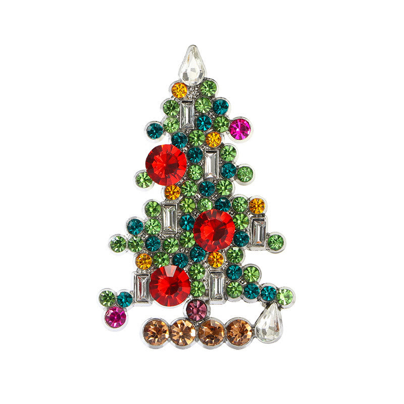 Exquisite Diamond Studded Christmas Tree Brooch - image 1