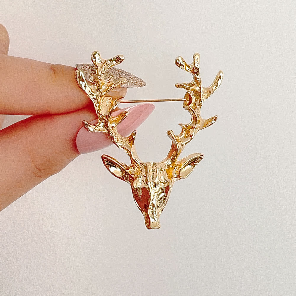 Modern Minimalist Geometric Faceted Dual-Tone Elk Brooch - image 4