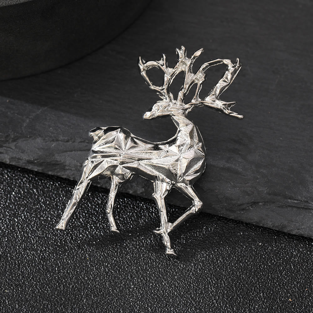 Modern Minimalist Geometric Faceted Dual-Tone Elk Brooch - Style #2 - image 2