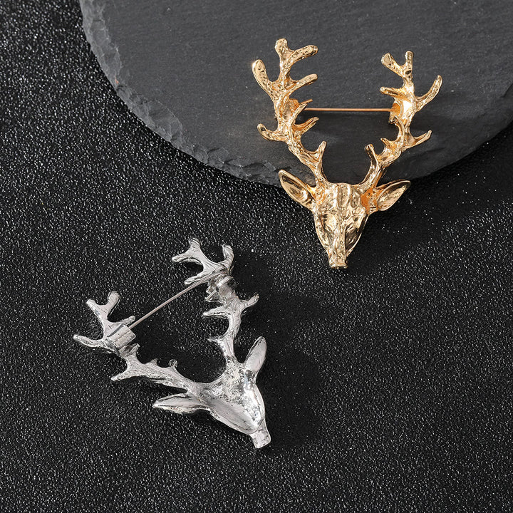 Modern Minimalist Geometric Faceted Dual-Tone Elk Brooch - image 6