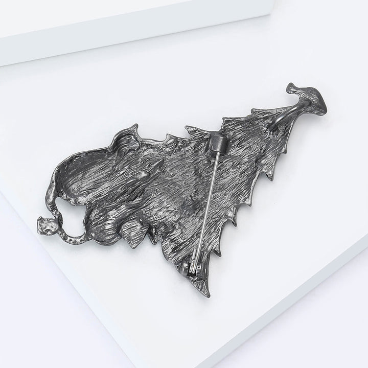 Festive Enamel Christmas Tree with Cat and Fish Dual-Tone Brooch - image 11