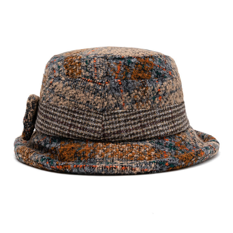 Women's Mottled Texture Bowknot-Accented Wool Blend Bucket Hat - image 2