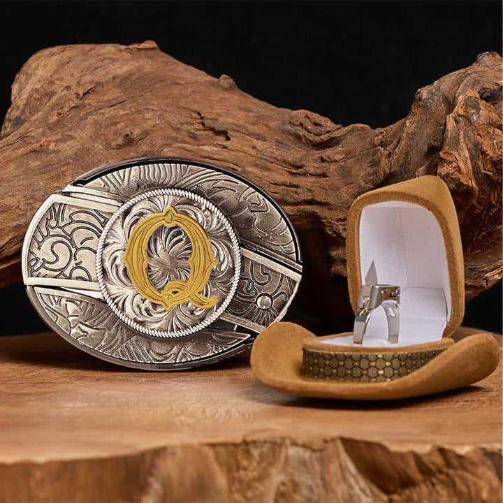 Initial Letter DIY Hidden Knife Belt Buckle Functional Ring Bundle Set - Q - Without Belt - image 22