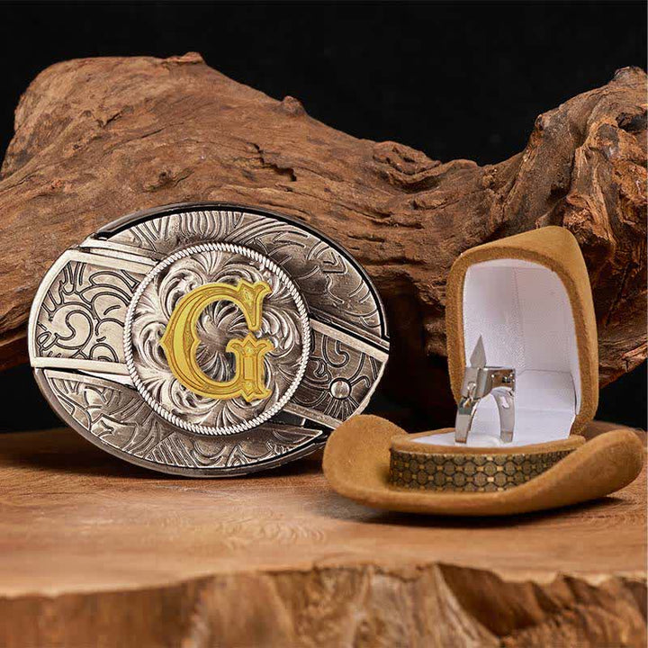 Initial Letter DIY Hidden Knife Belt Buckle Functional Ring Bundle Set - G - Without Belt - image 12