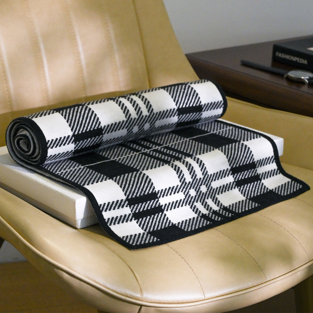 Men's Sleek Textured Plaid Cozy Winter Scarf - image 1