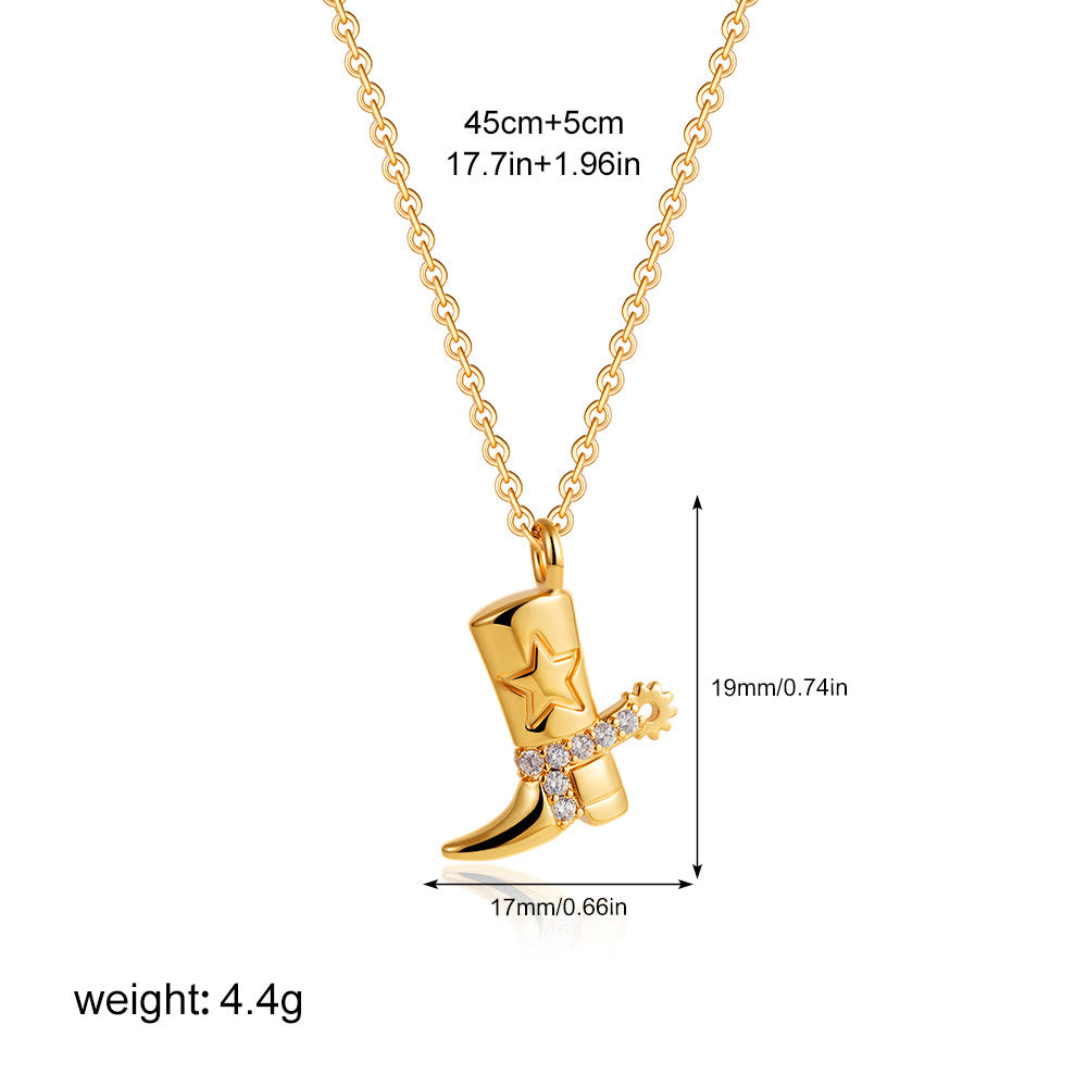 Exquisite Western Golden Cowboy Boot Stars Pendant Necklace - Style #5 - image 7