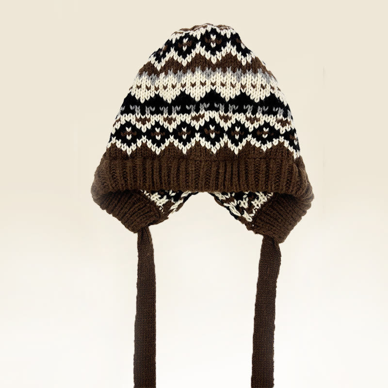 Dual-Purpose Women's Retro Patterned Knitted Hat Crossbody Bag - Style #3 - Adjustable (About 20 7/8"-23 5/8") - image 4