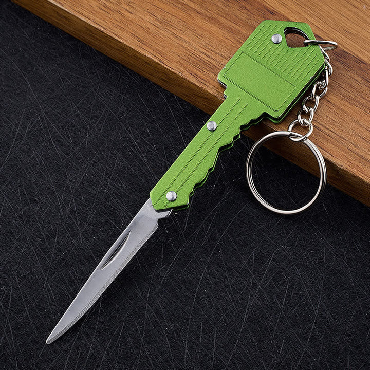 Mini Camping Folding Key-Shaped Knife Keychain - Green - image 12