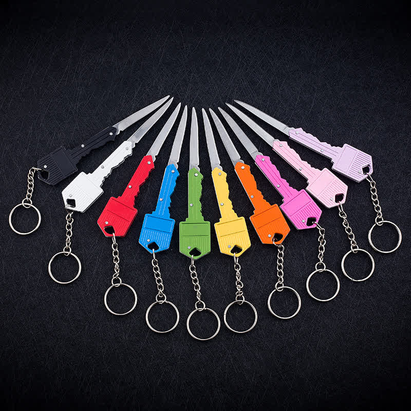 Mini Camping Folding Key-Shaped Knife Keychain - image 1