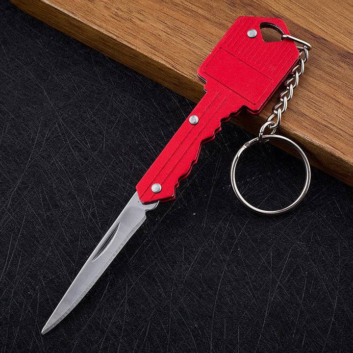 Mini Camping Folding Key-Shaped Knife Keychain - Red - image 13