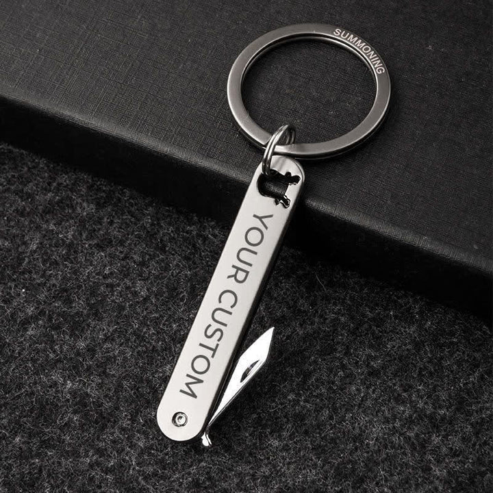 Custom Engraved Text Mini Folding Knife Personality Keychain - image 0