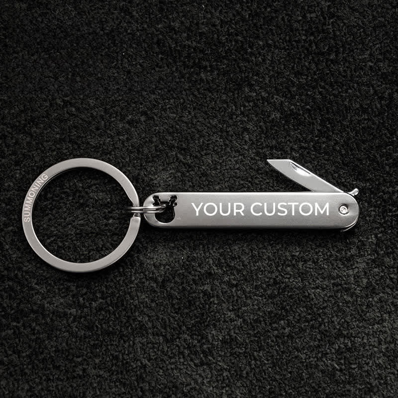 Custom Engraved Text Mini Folding Knife Personality Keychain - Gray Deer - image 7