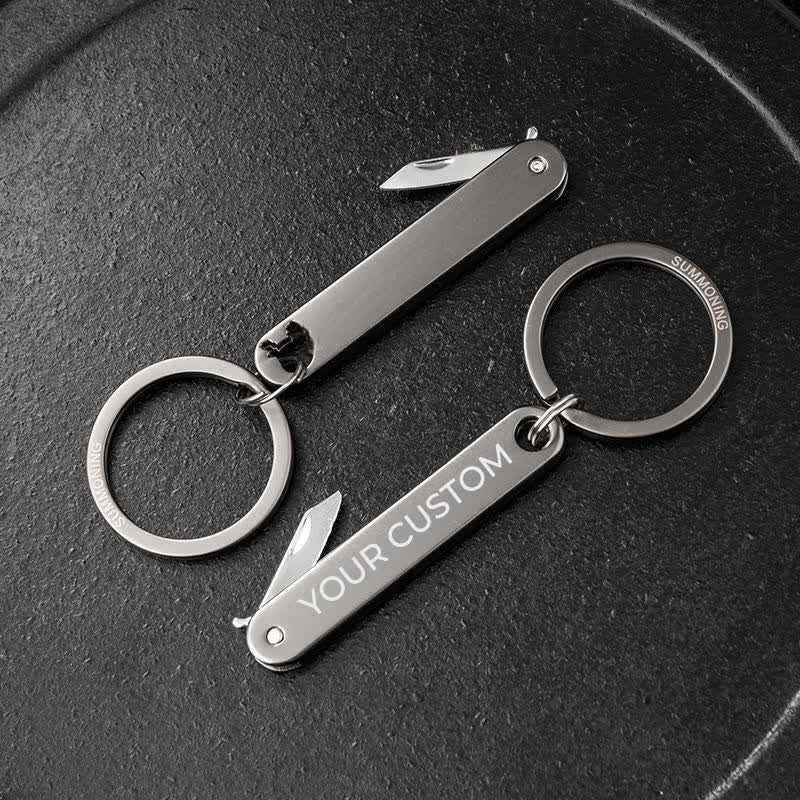 Custom Engraved Text Mini Folding Knife Personality Keychain - image 4