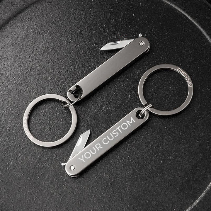 Custom Engraved Text Mini Folding Knife Personality Keychain - image 4